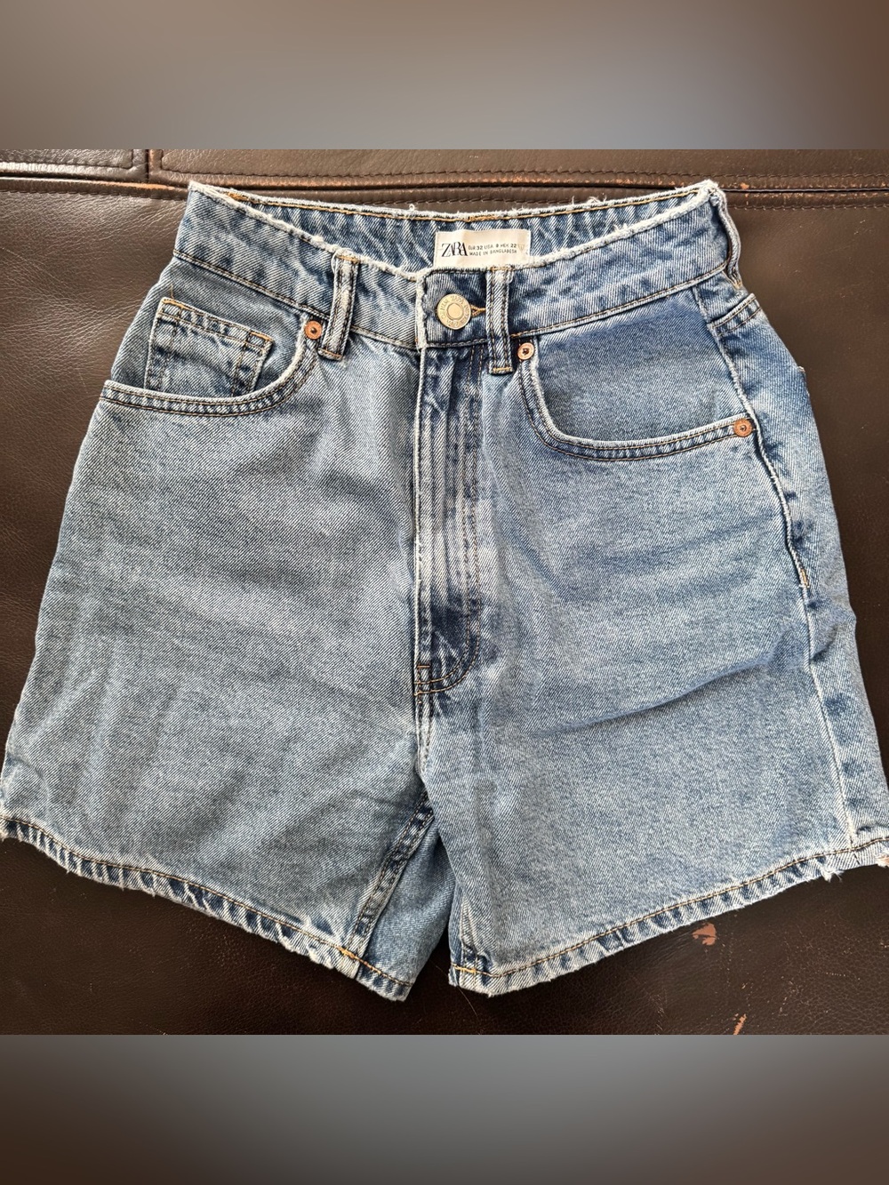 ZARA Medium Blue High-Rise Denim Shorts